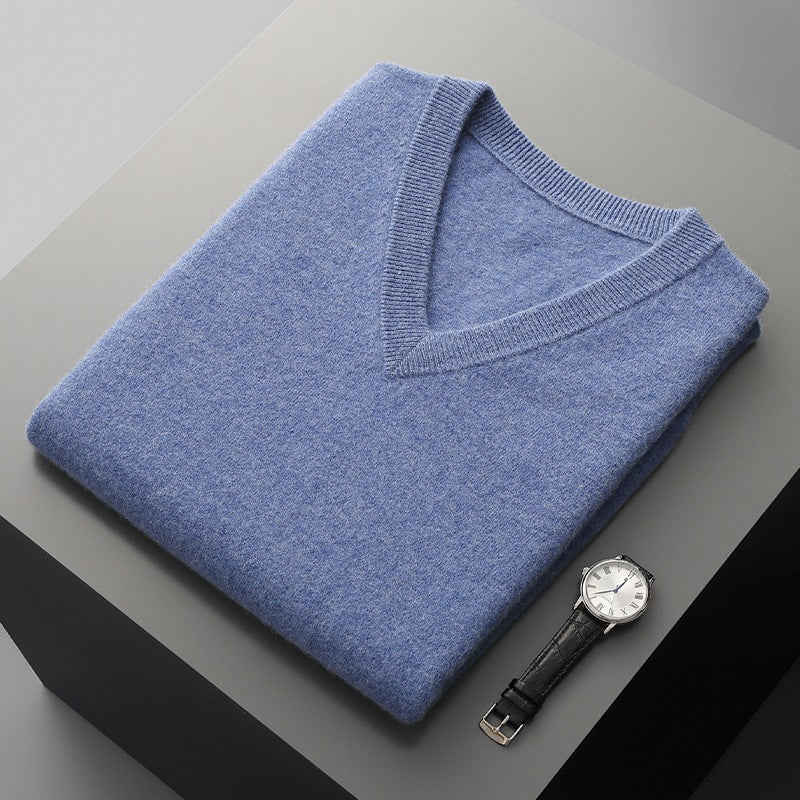 THE MILO CASHMERE V-NECK - MANSLANE