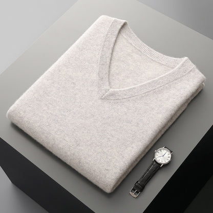 THE MILO CASHMERE V-NECK - MANSLANE