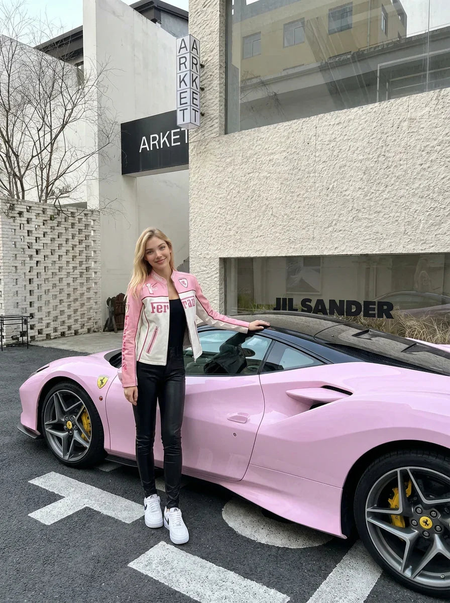 0018 - Ferrari Leather Jacket (PINK)