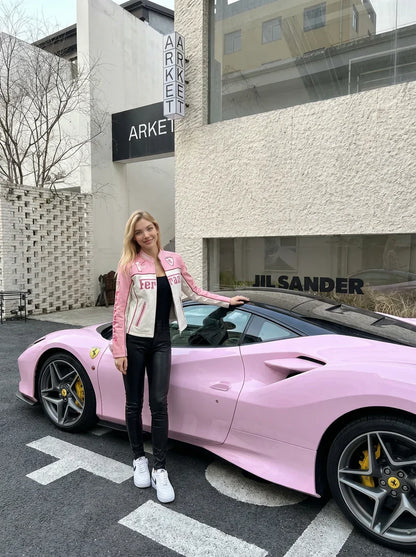 0018 - Ferrari Leather Jacket (PINK)